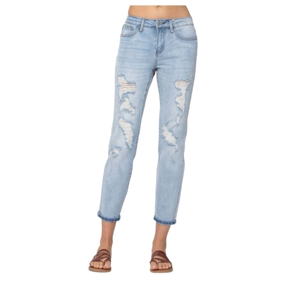 Judy Blue Distressed Boyfriend Fit Jeans Size 29 - Picture 1 of 11